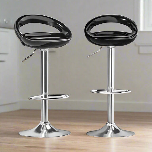 Sven Plastic Adjustable Bar Stool Chrome & Black (Set of 2) - Barstool Express