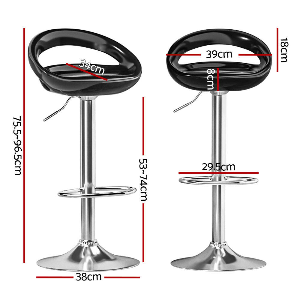 Sven Plastic Adjustable Bar Stool Chrome & Black (Set of 2) - Barstool Express