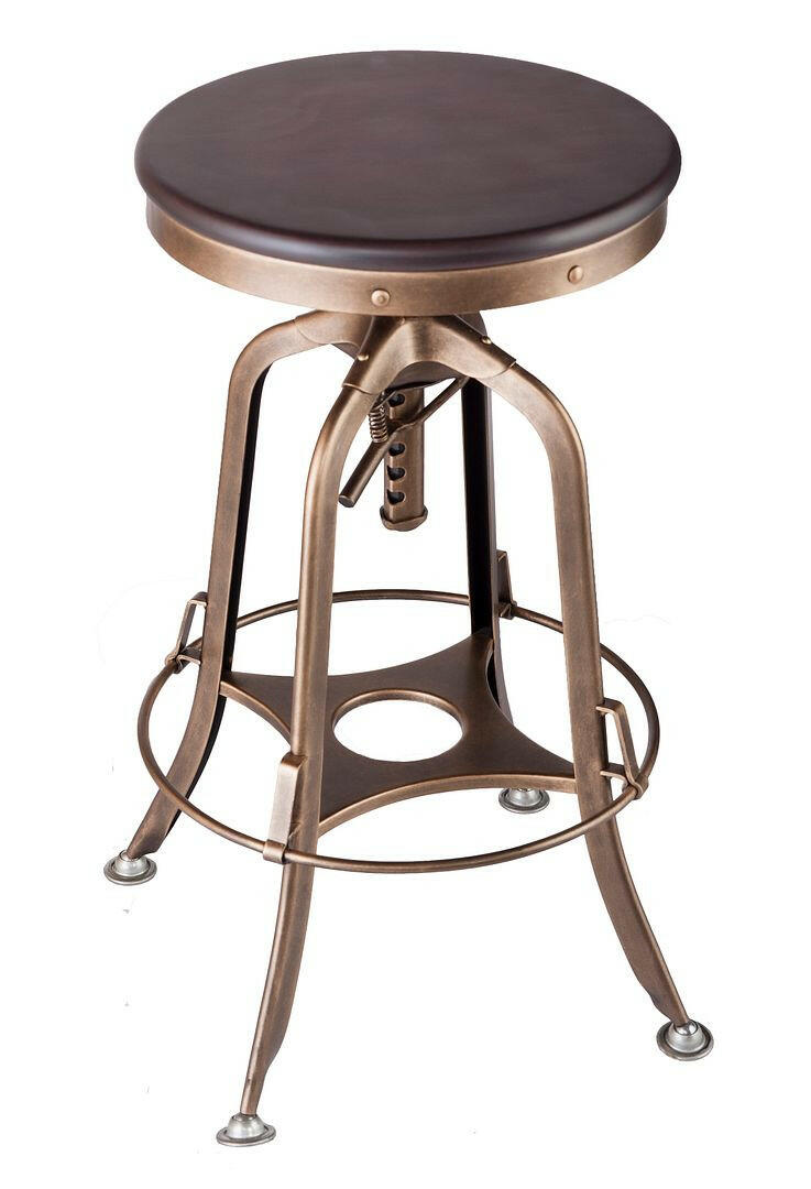 Taj Adjustable Swivel Bar Stool – French Brass Finish - Barstool Express