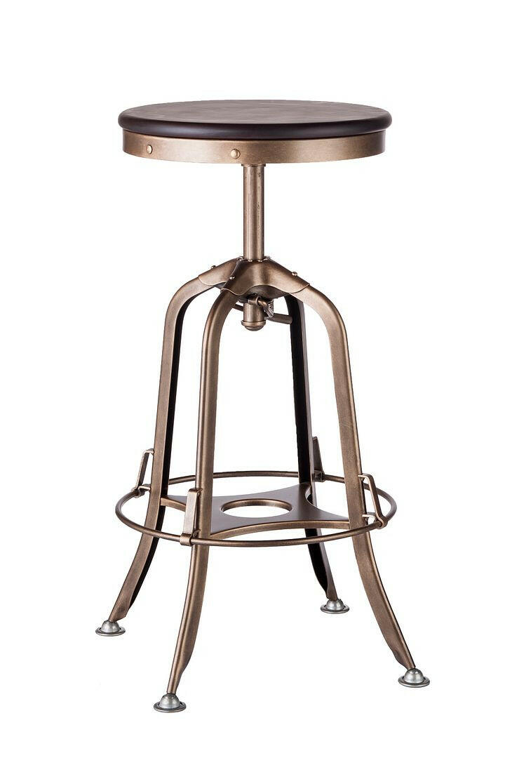 Taj Adjustable Swivel Bar Stool – French Brass Finish - Barstool Express
