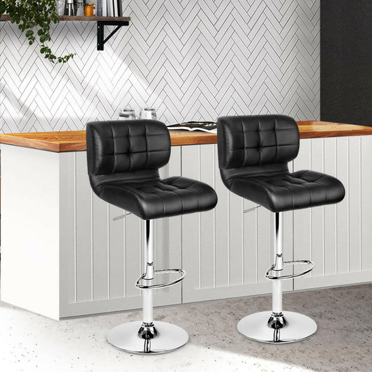 Urban Leather Adjustable Bar Stools Black (Set of 2) - Barstool Express