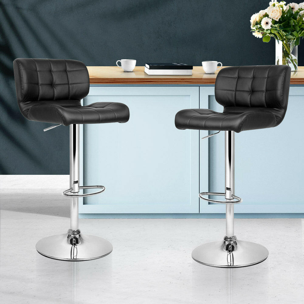 Urban Leather Adjustable Bar Stools Black (Set of 2) - Barstool Express