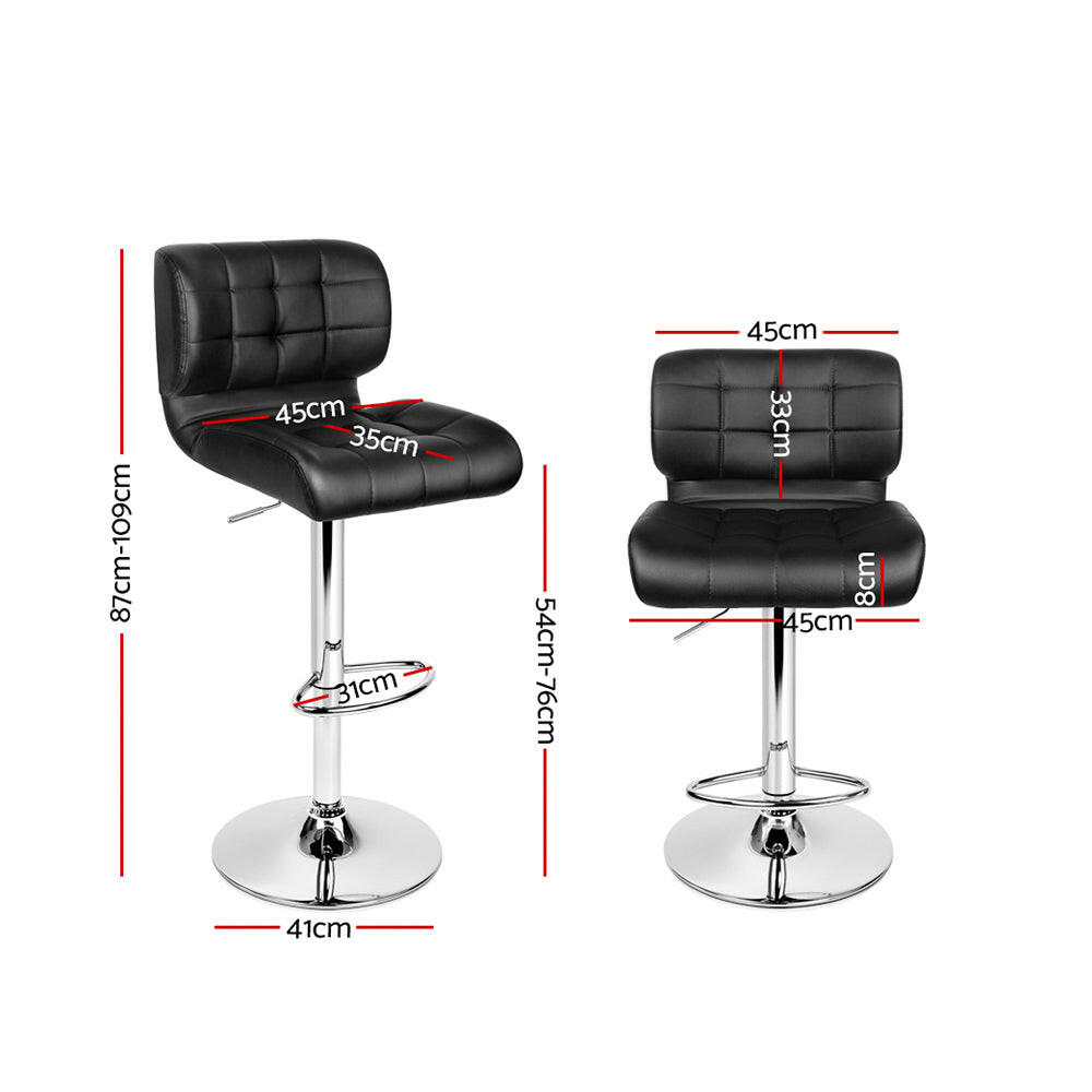 Urban Leather Adjustable Bar Stools Black (Set of 4) - Barstool Express