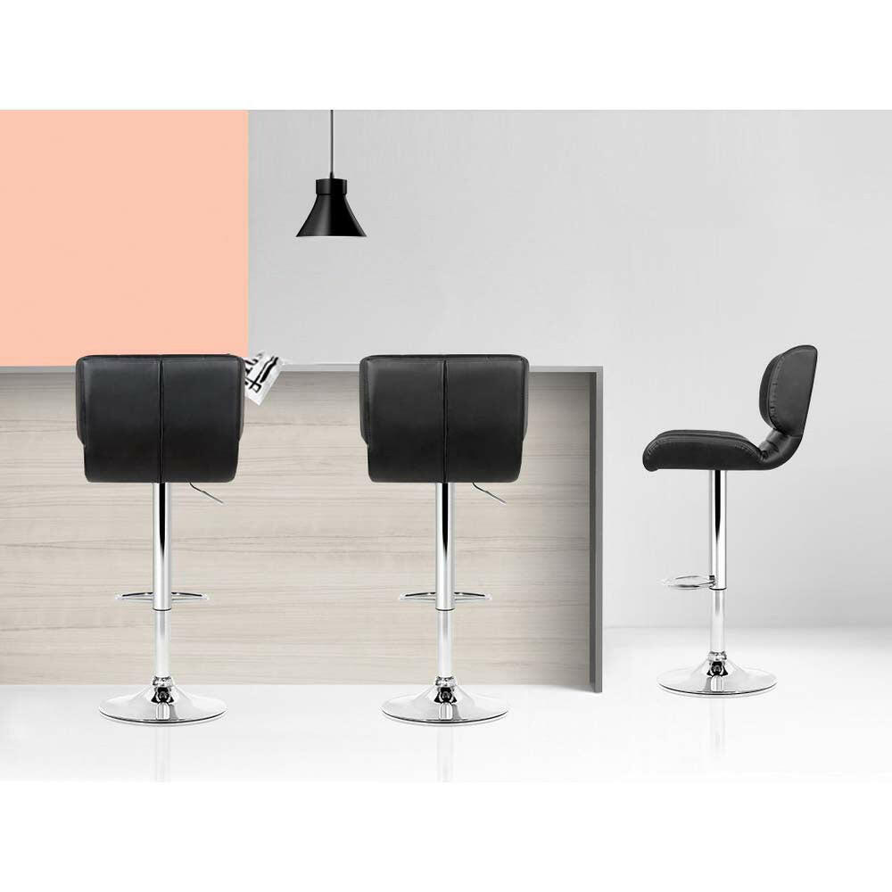 Urban Leather Adjustable Bar Stools Black (Set of 4) - Barstool Express