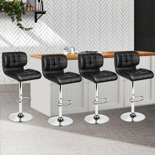 Urban Leather Adjustable Bar Stools Black (Set of 4) - Barstool Express