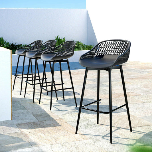 Weather - Resistant Outdoor Plastic Bar Stools 76cm Black (Set of 4) - Barstool Express