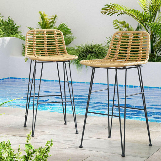 Wicker Bar Stools 68cm Natural (Set of 2) - Barstool Express