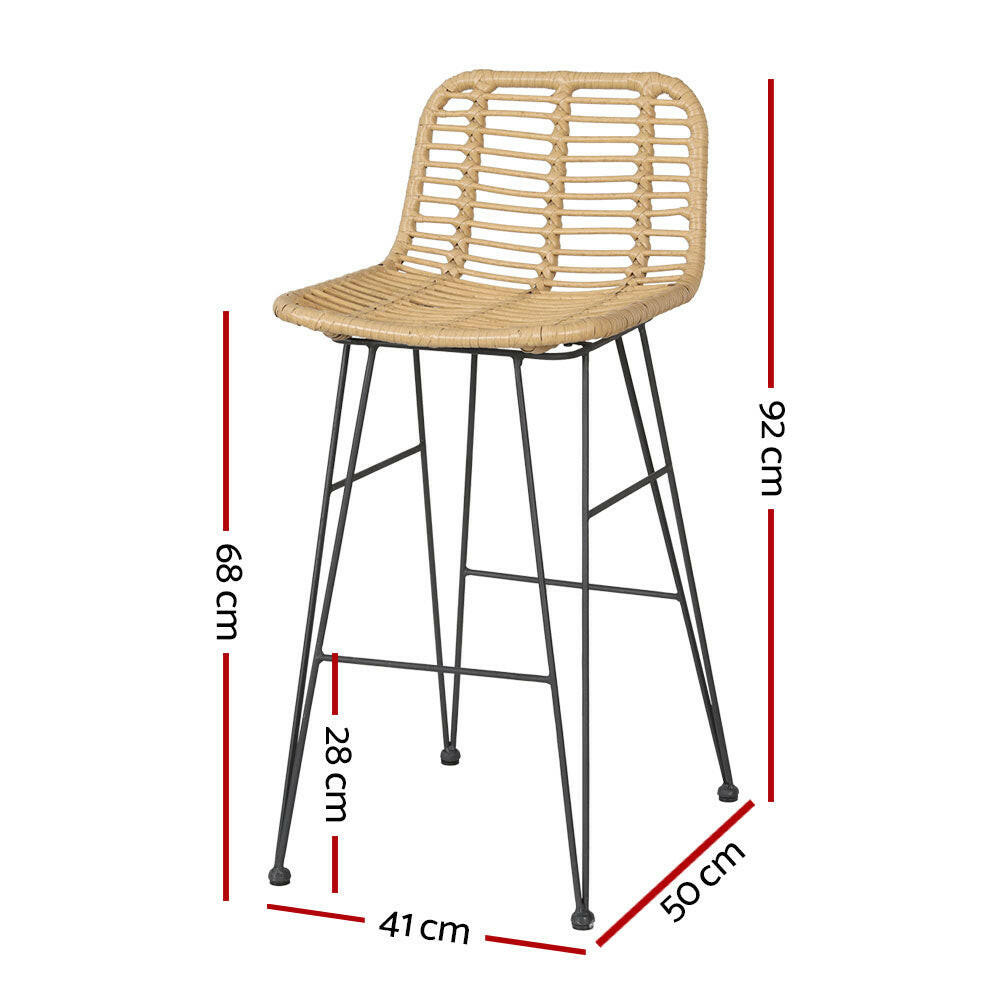 Wicker Bar Stools 68cm Natural (Set of 2) - Barstool Express