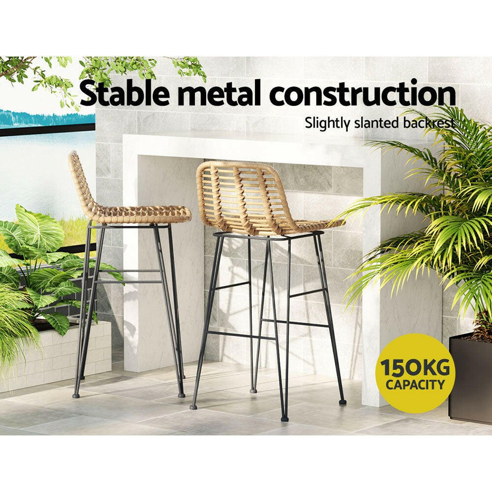 Wicker Bar Stools 68cm Natural (Set of 2) - Barstool Express