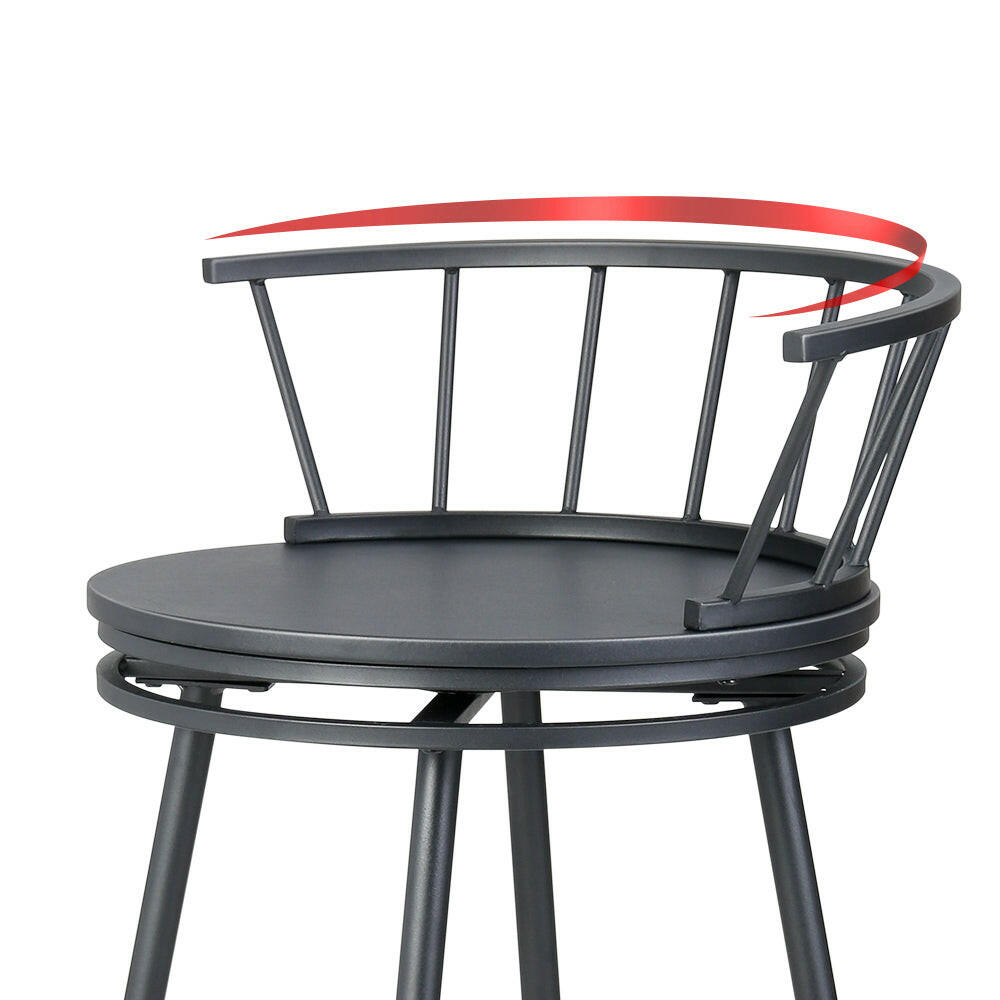 Zeke Metal Swivel Bar Stools 70cm Black (Set of 2) - Barstool Express