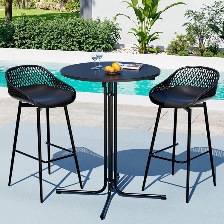 Outdoor bar stools and outdoor bar table for patios and alfresco entertaining
