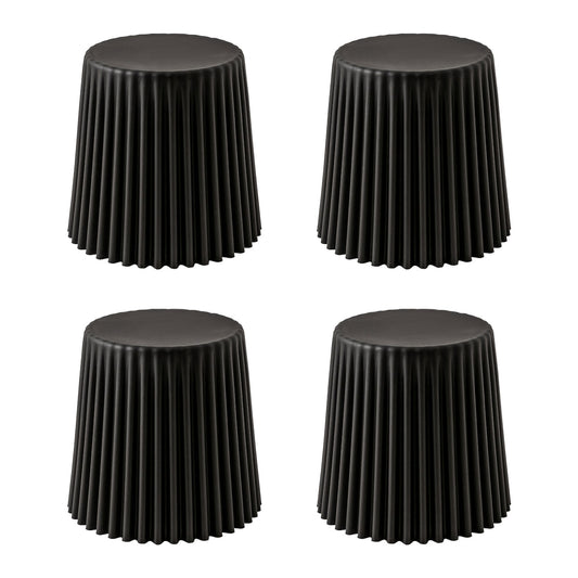 Cupcake Design Stackable Plastic Stools 43.5cm Black (Set of 4)