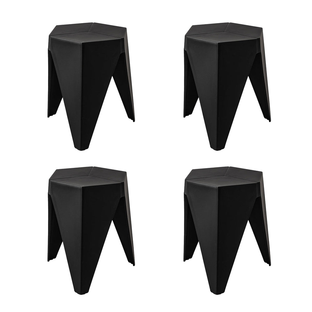 Puzzle Design Stackable Plastic Stools 45cm Black (Set of 4)
