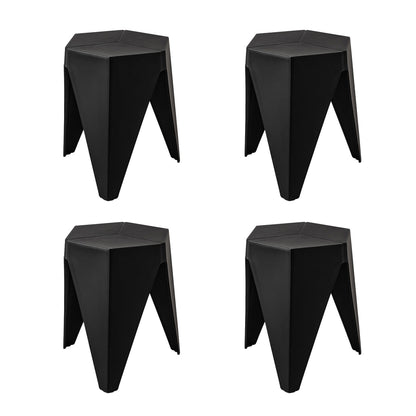Puzzle Design Stackable Plastic Stools 45cm Black (Set of 4)
