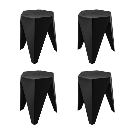 Puzzle Design Stackable Plastic Stools 45cm Black (Set of 4)