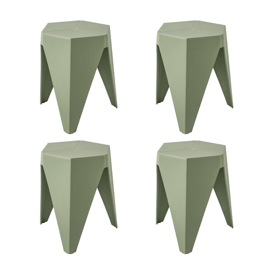 Puzzle Design Stackable Plastic Stools 45cm Green (Set of 4)