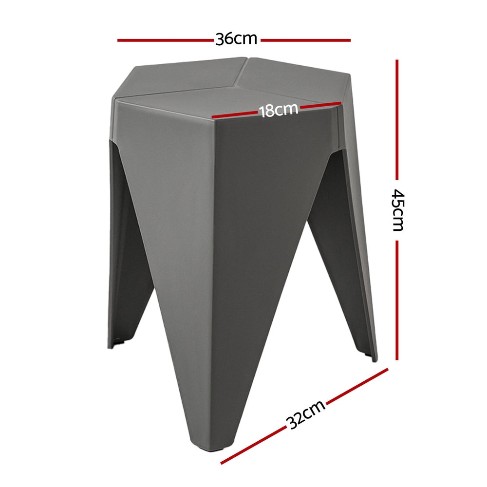 Puzzle Design Stackable Plastic Stools 45cm Grey (Set of 4)
