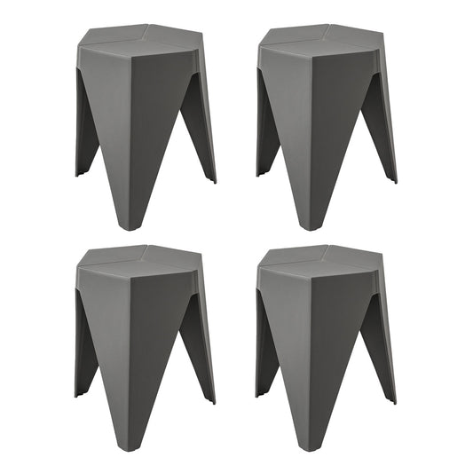 Puzzle Design Stackable Plastic Stools 45cm Grey (Set of 4)
