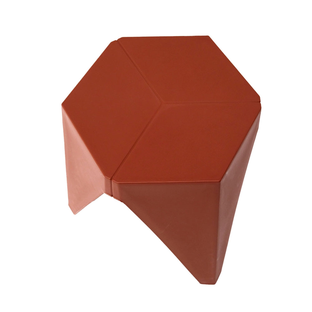 Hexagonal red stool on a white background