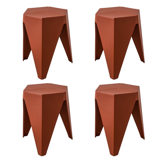 Puzzle Design Stackable Plastic Stools 45cm Red (Set of 4)