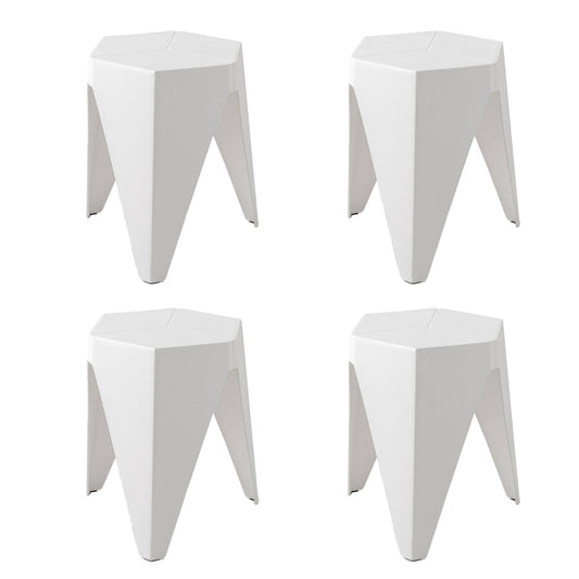 Puzzle Design Stackable Plastic Stools 45cm White (Set of 4)