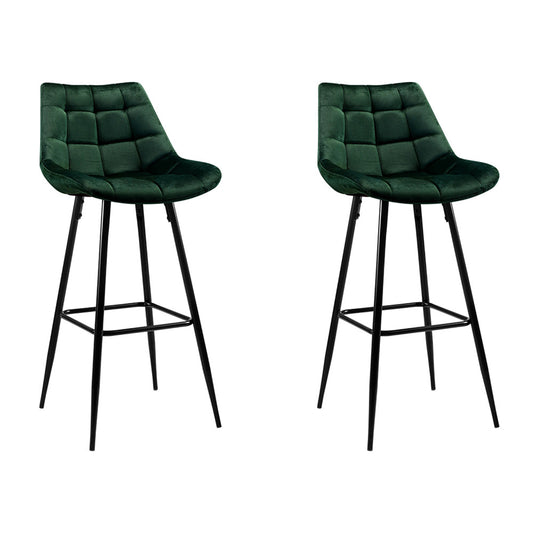 Set of 2 Velvet Bar Stools Green