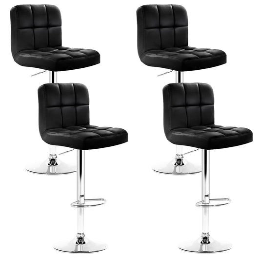 Indi Leather Padded Gas Lift Bar Stools Black (Set of 4)