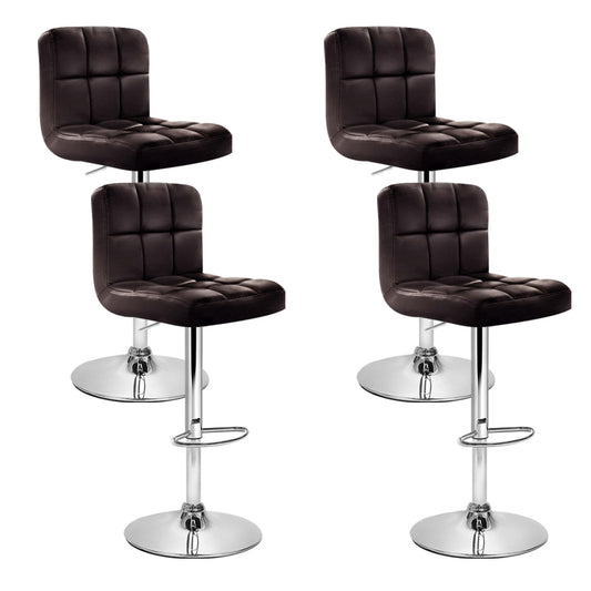 Indi Leather Padded Gas Lift Bar Stools Brown (Set of 4)