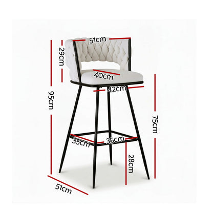 Bar stool with dimensions marked on a white background