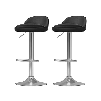 4 x Leather Gas Lift Bar Stools Black