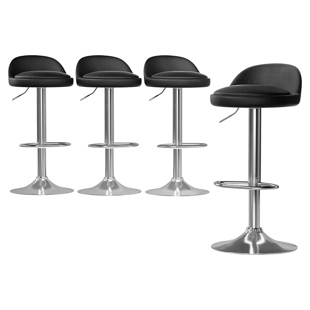 4 x Leather Gas Lift Bar Stools Black