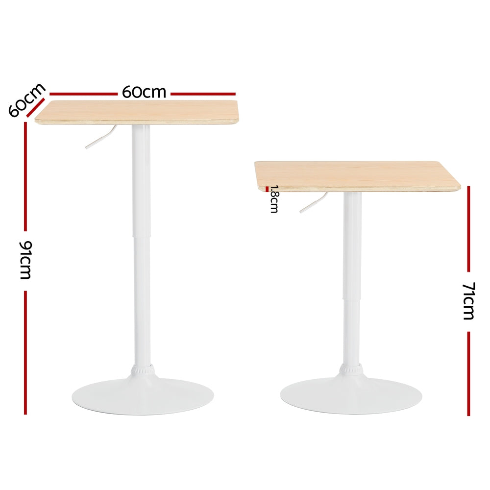 Adjustable Square Bar Table – Pine White Dining & Kitchen Table