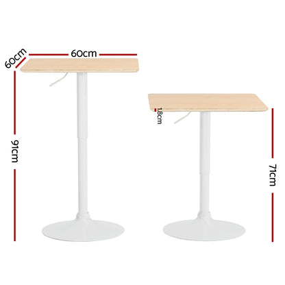 Adjustable Square Bar Table – Pine White Dining & Kitchen Table