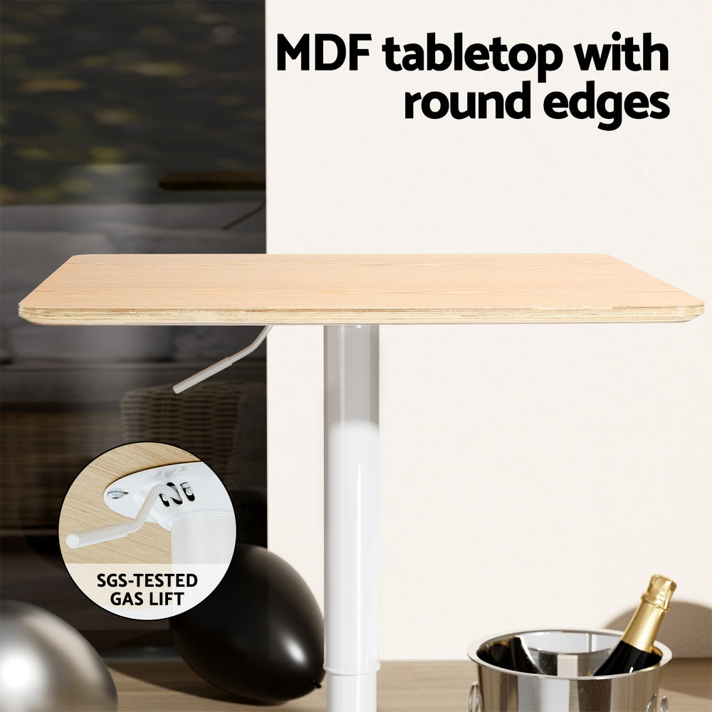 Adjustable Square Bar Table – Pine White Dining & Kitchen Table