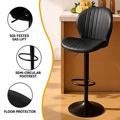 Black bar stool with features highlighted on a blurred background