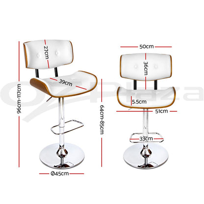 Jace Adjustable Leather Swivel Bar Stools – White & Chrome (Set of 3)