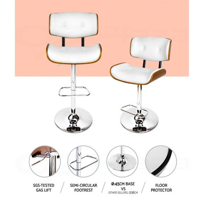 Jace Adjustable Leather Swivel Bar Stools – White & Chrome (Set of 3)