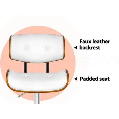 Jace Adjustable Leather Swivel Bar Stools – White & Chrome (Set of 3)