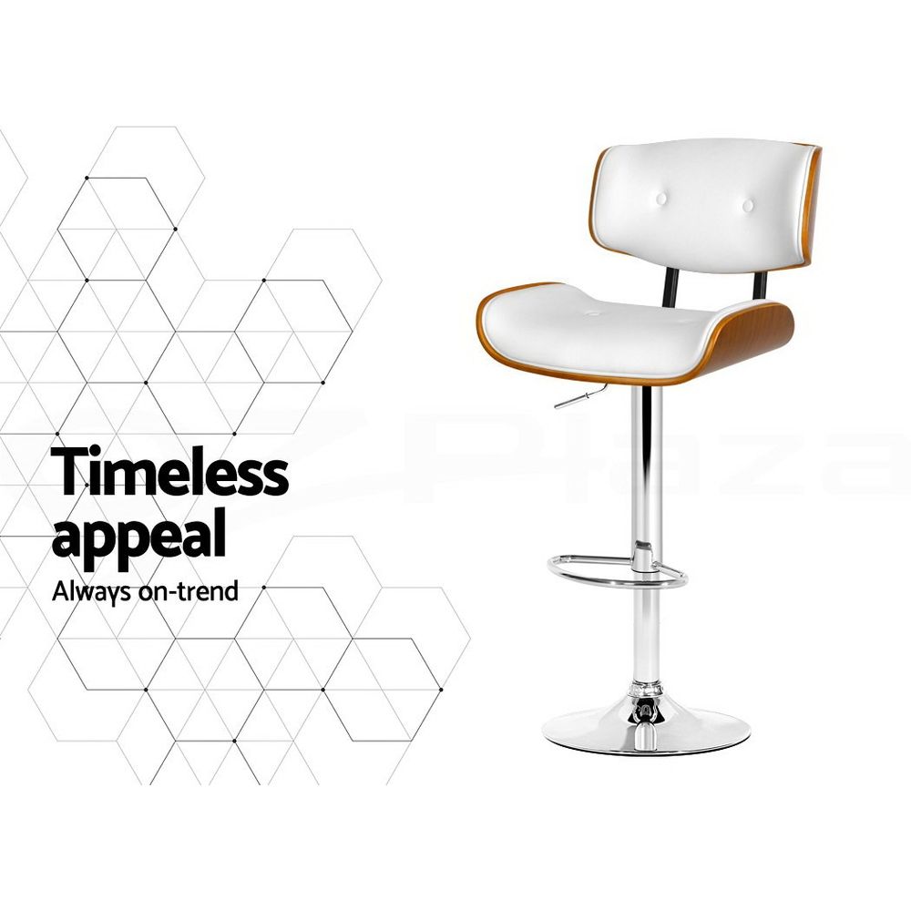 Jace Adjustable Leather Swivel Bar Stools – White & Chrome (Set of 3)