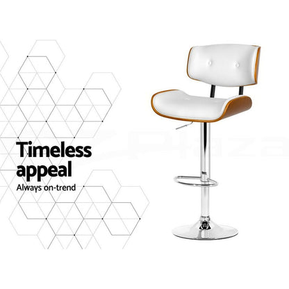 Jace Adjustable Leather Swivel Bar Stools – White & Chrome (Set of 3)