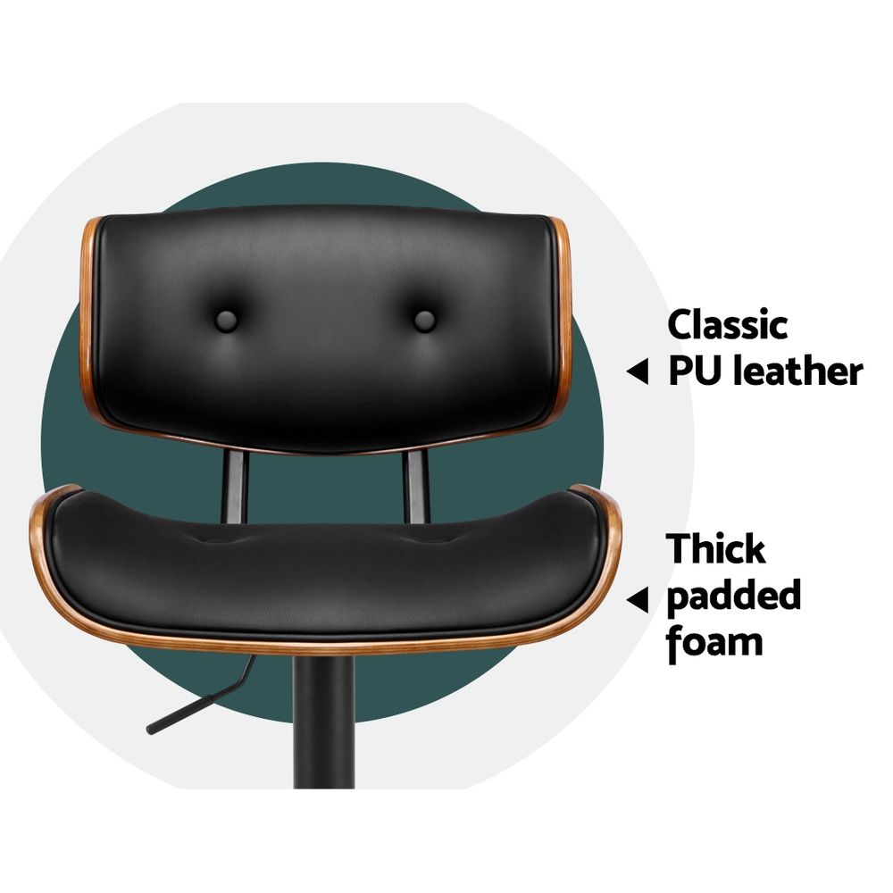 Jace Adjustable Leather Swivel Bar Stools – Black (Set of 3)