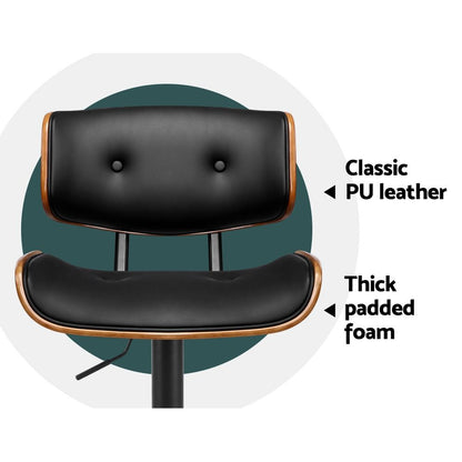 Jace Adjustable Leather Swivel Bar Stools – Black (Set of 3)