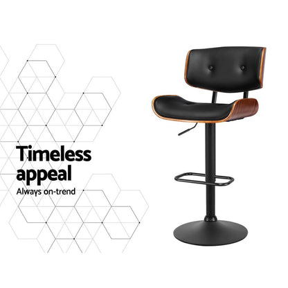 Jace Adjustable Leather Swivel Bar Stools – Black (Set of 3)