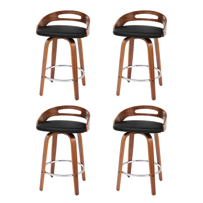 Brennan Leather Swivel Bar Stools – Black 66cm (Set of 4)