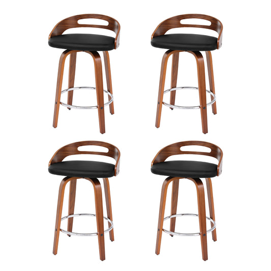 Brennan Leather Swivel Bar Stools – Black 66cm (Set of 4)