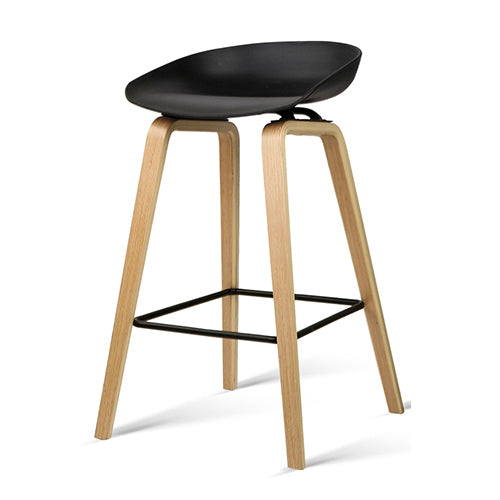 Olen Plastic Timber Frame Bar Stools 67cm Black (Set of 4)