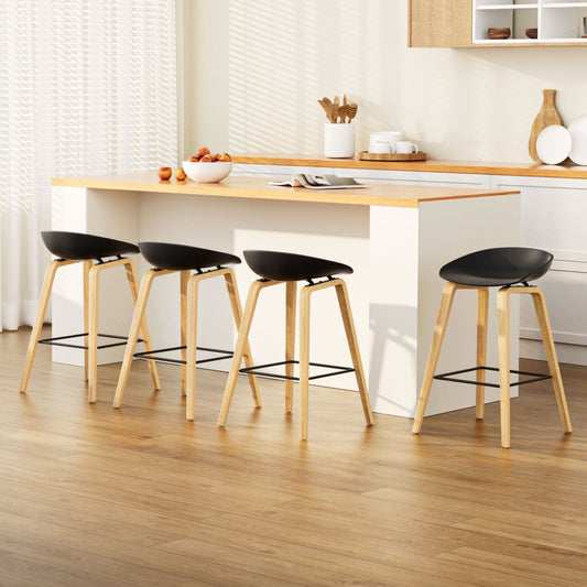 Olen Plastic Timber Frame Bar Stools 67cm Black (Set of 4)