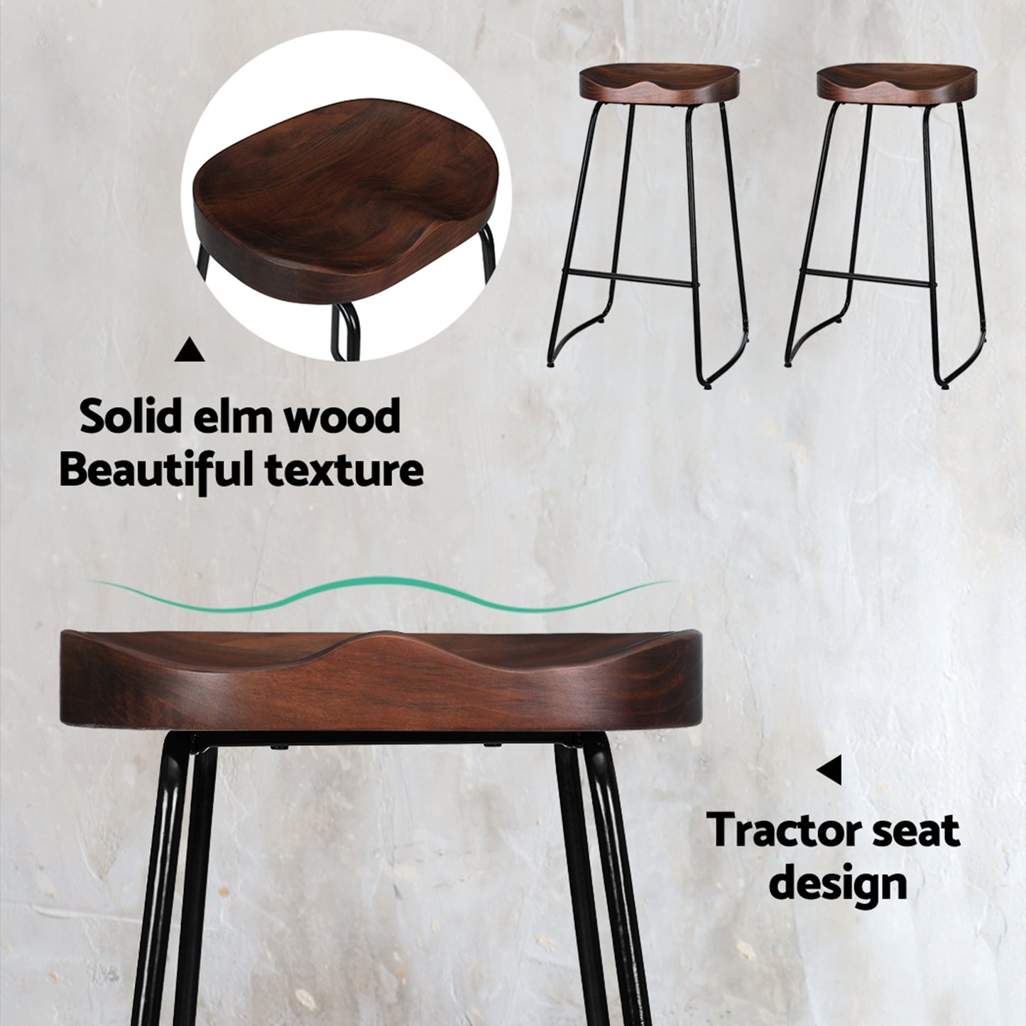 Wooden stool with tractor seat design on a light background