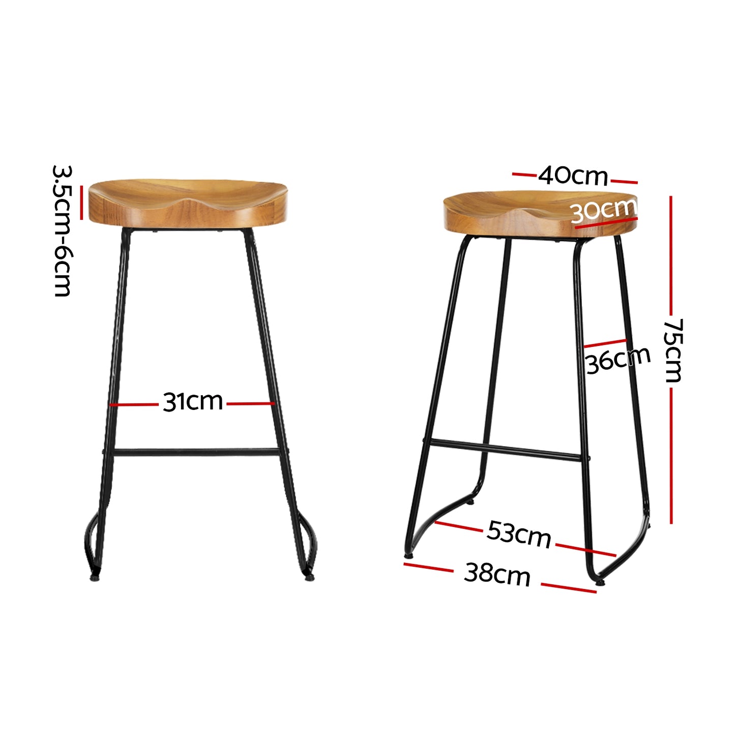 Set of 4 Tractor Seat Bar Stools 75cm