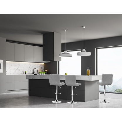 4 x Linen Fabric Padded Gas Lift Bar Stools Grey
